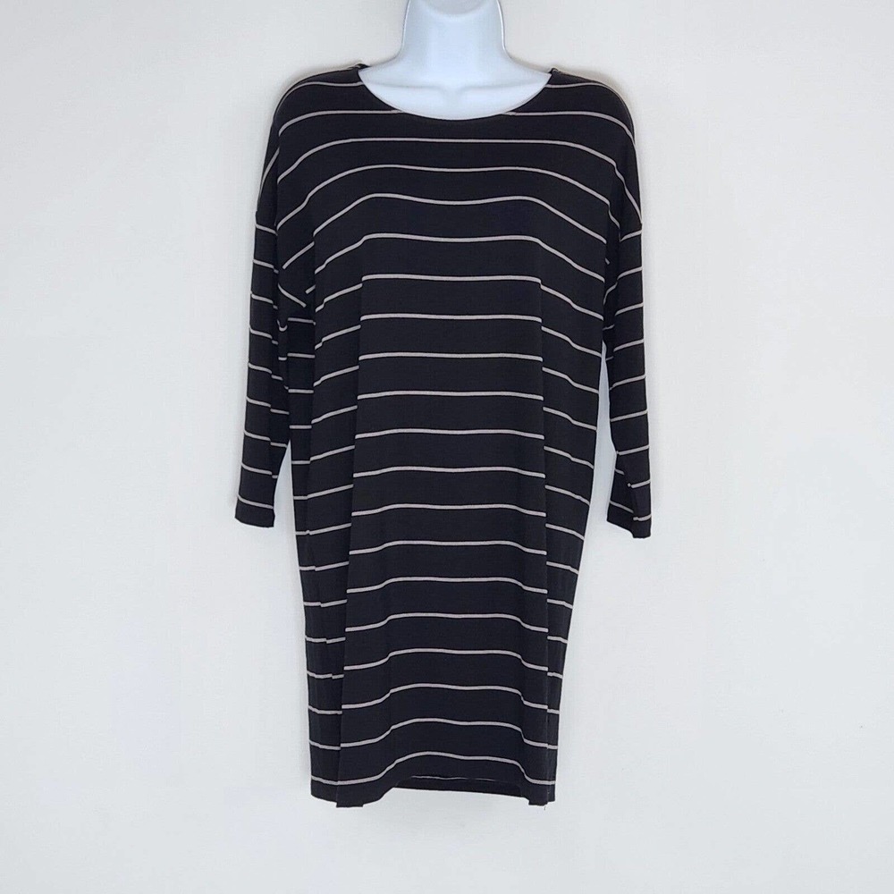 Chico's Shirt Dress 3/4 Sleeve Drop Shoulder Round Neck Stretch Size 0